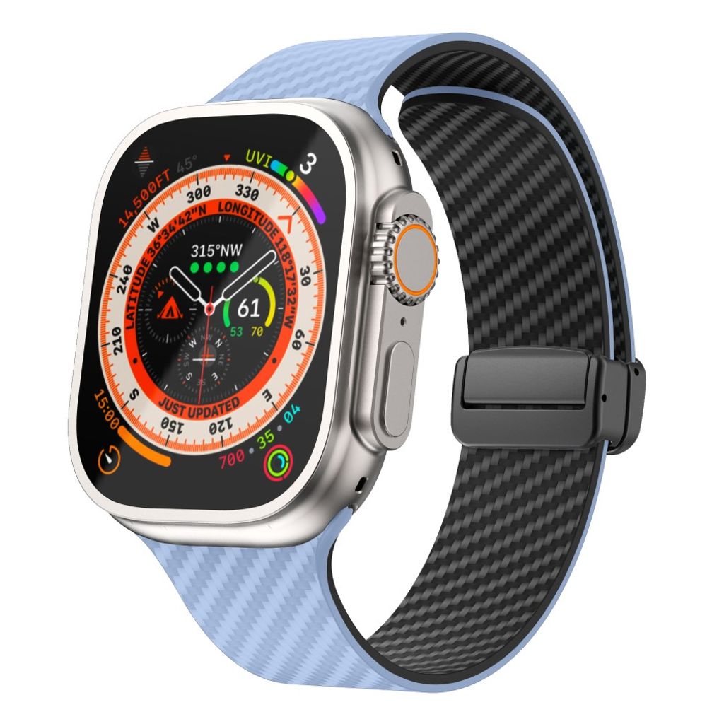 Apple Watch armband 42/44/45/46/49 mm, magnetlås, ljusblå/svart, svart lås, bild 2