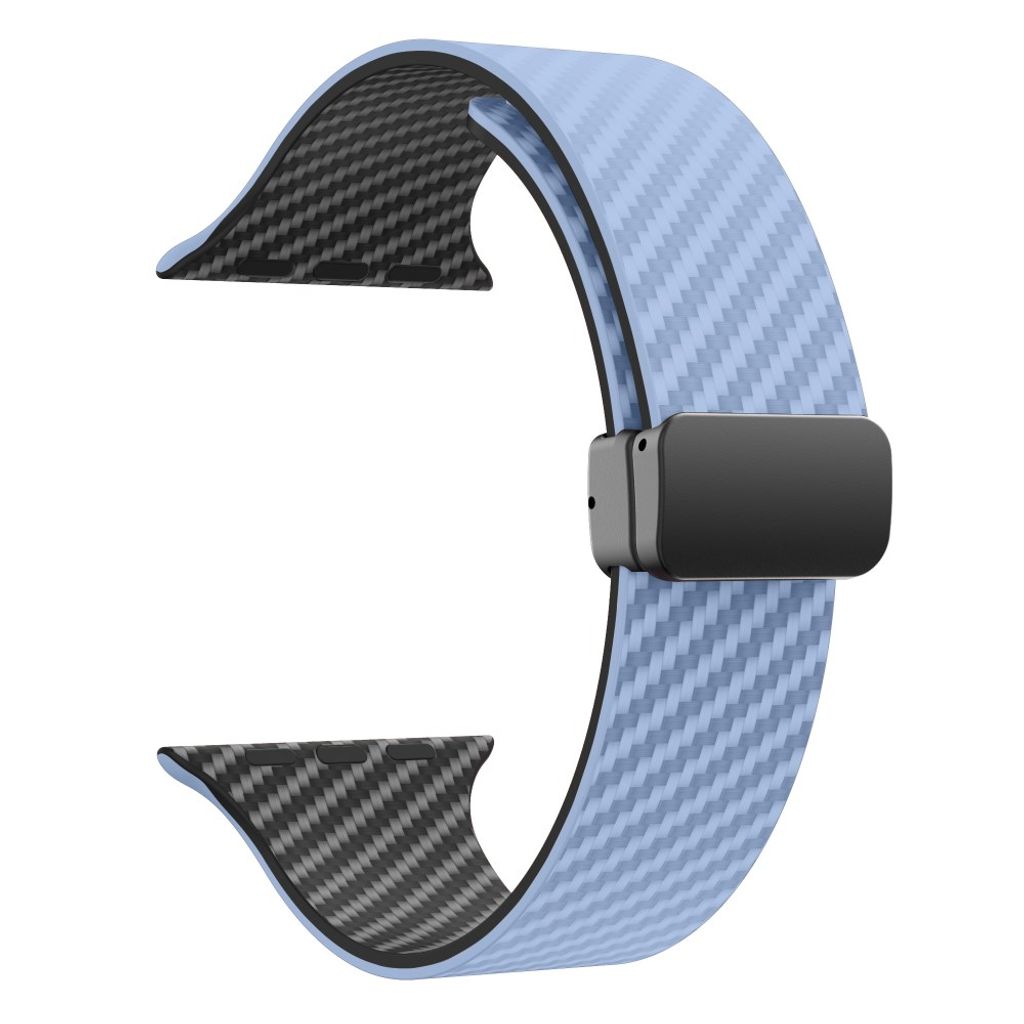 Apple Watch armband 42/44/45/46/49 mm, magnetlås, ljusblå/svart, svart lås, bild 3