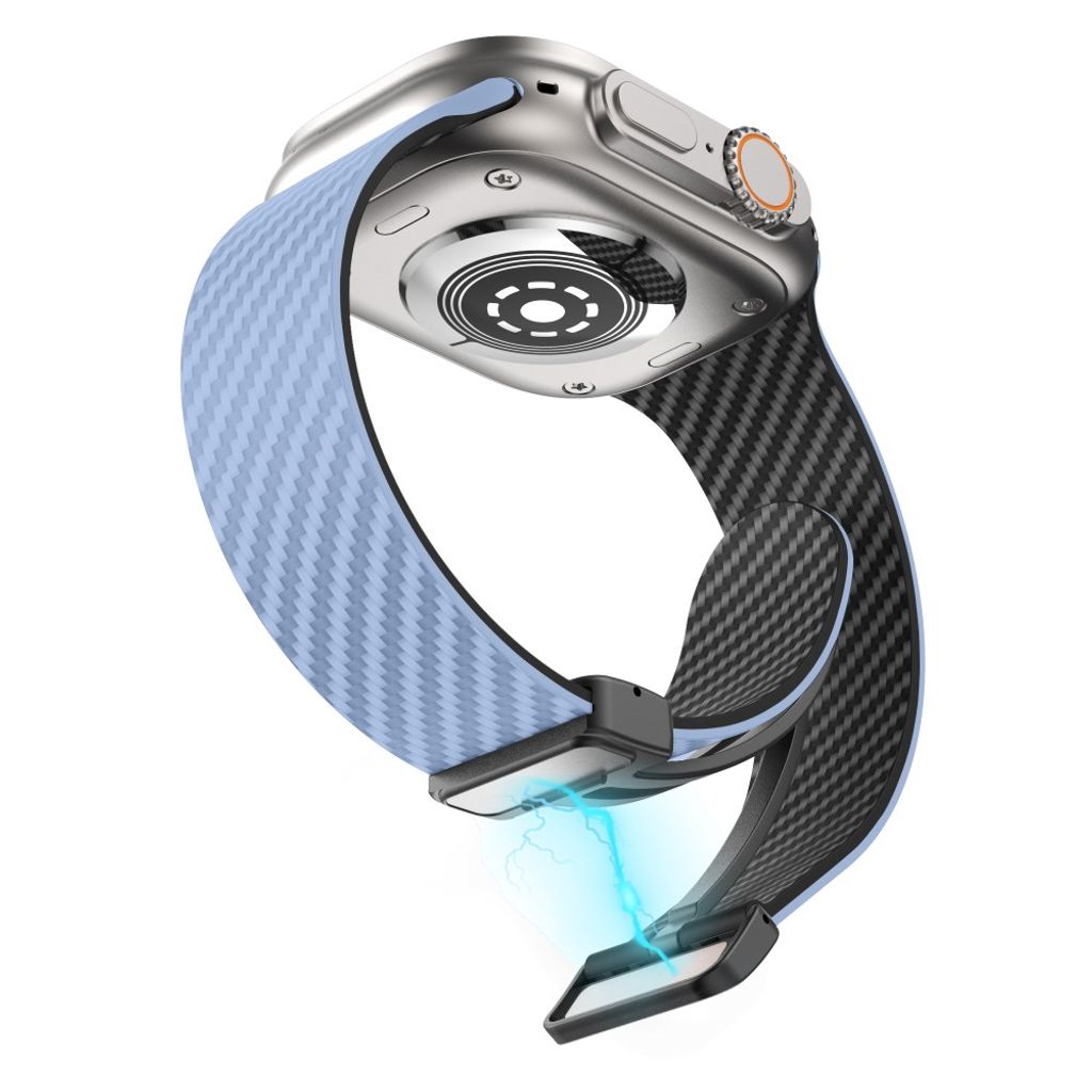 Apple Watch armband 42/44/45/46/49 mm, magnetlås, ljusblå/svart, svart lås, bild 4