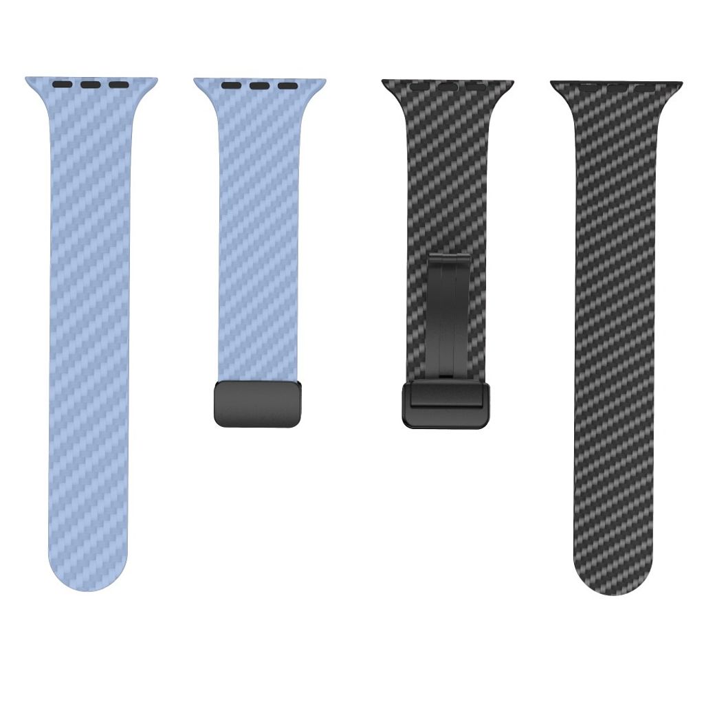 Apple Watch armband 42/44/45/46/49 mm, magnetlås, ljusblå/svart, svart lås, bild 5