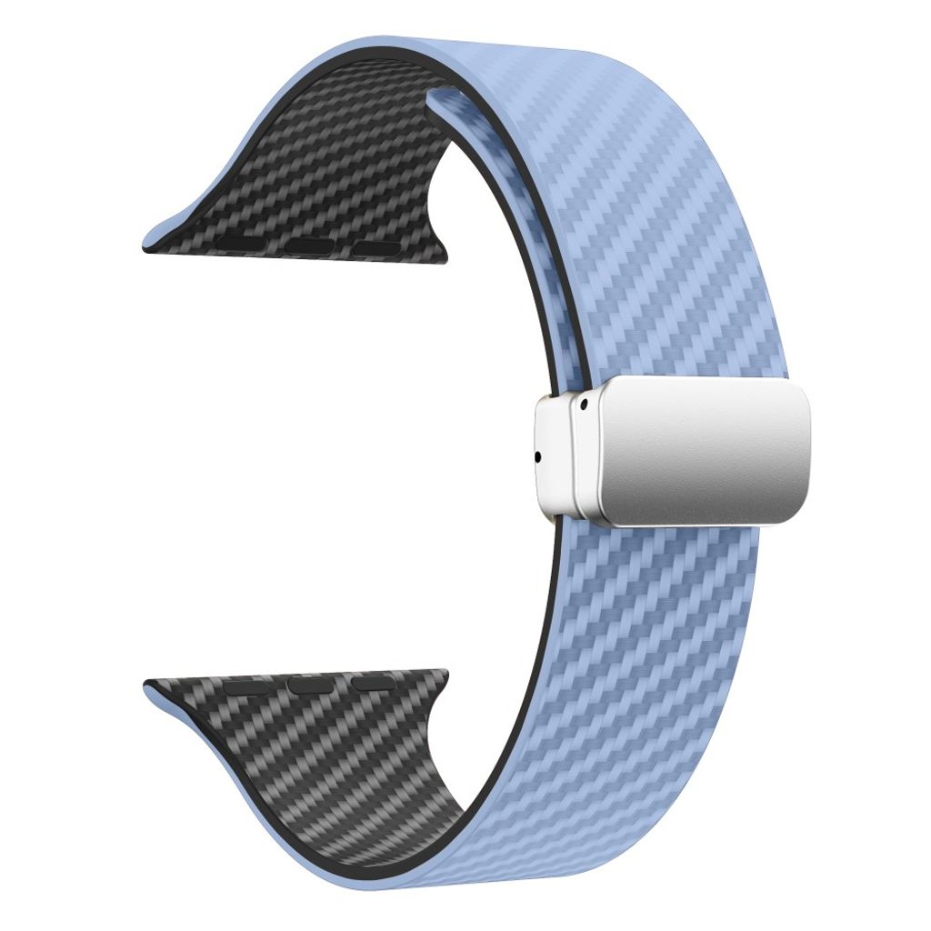Apple Watch armband 42/44/45/46/49 mm, magnetlås, ljusblå/svart, silverlås, bild 3
