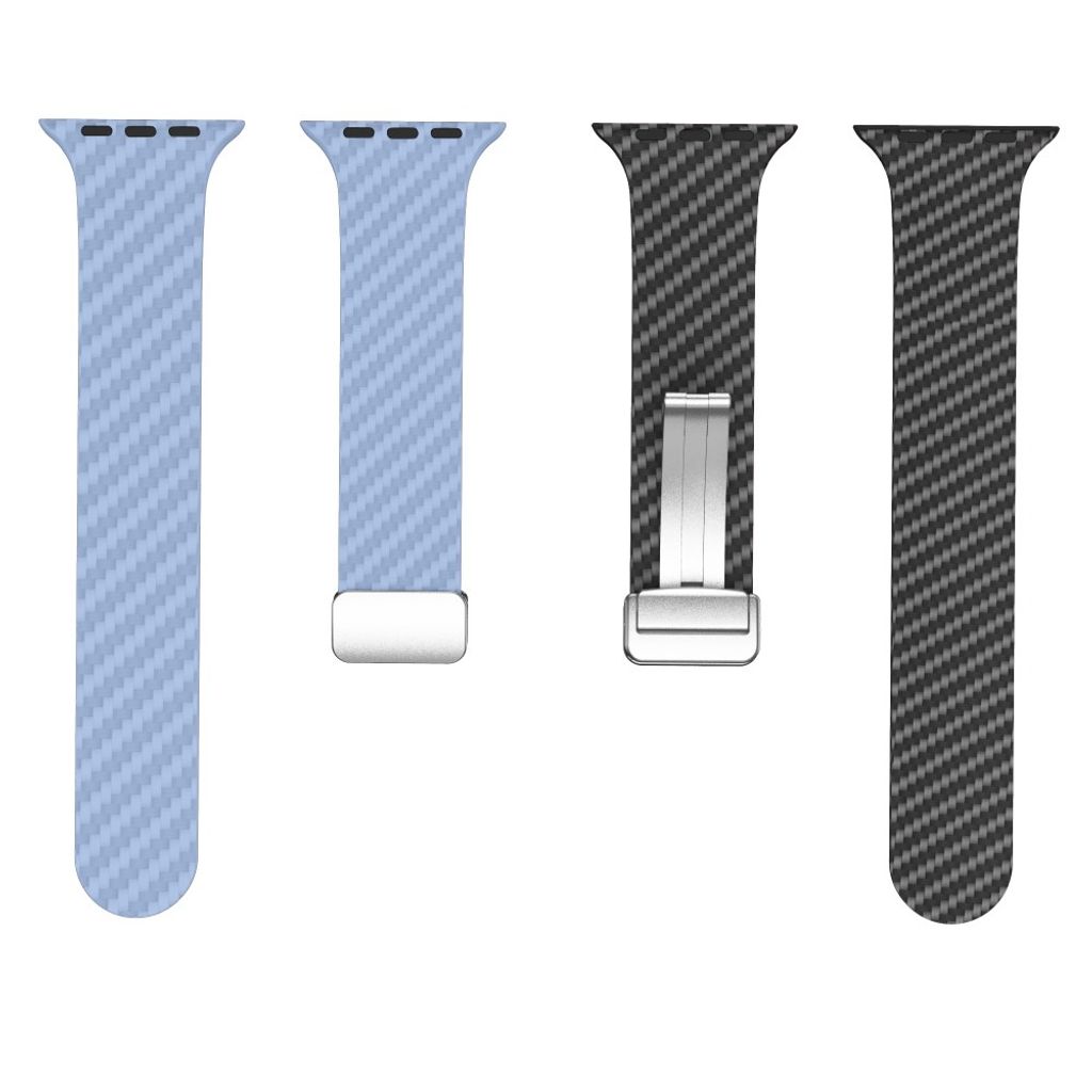 Apple Watch armband 42/44/45/46/49 mm, magnetlås, ljusblå/svart, silverlås, bild 5