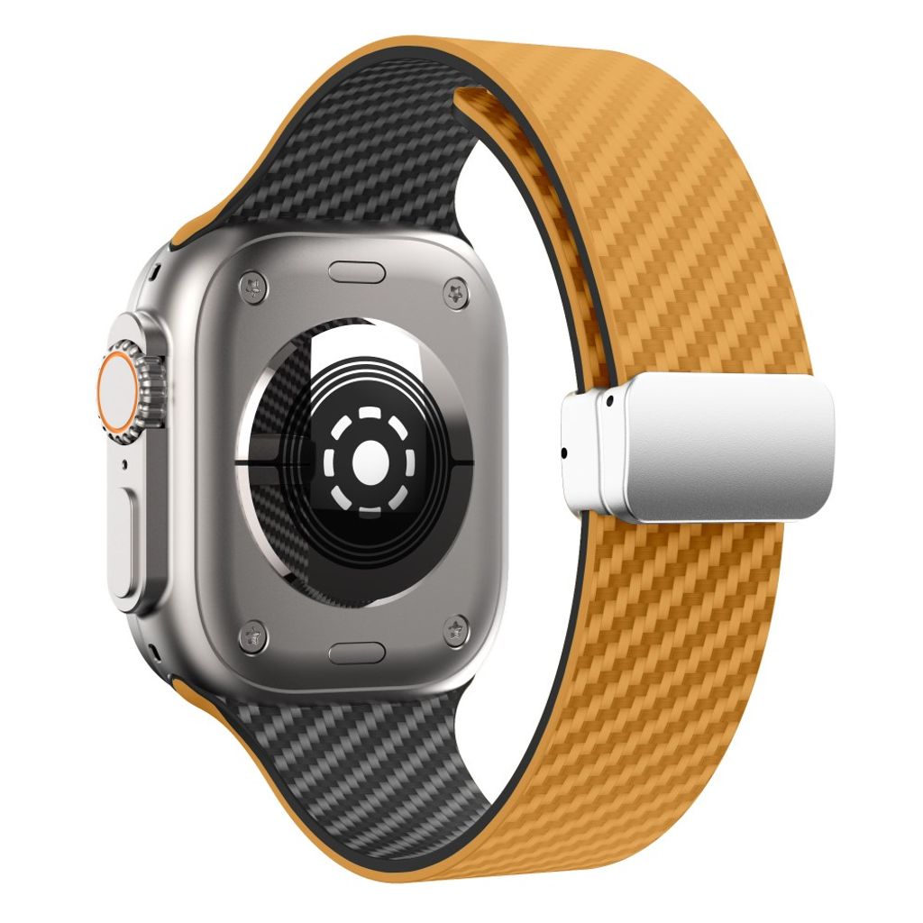 Apple Watch armband 42/44/45/46/49 mm, magnetlås, ljusbrun/svart, silverlås