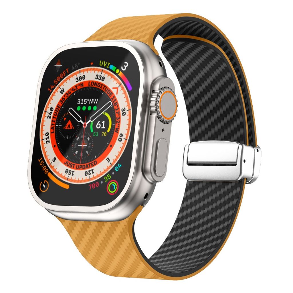 Apple Watch armband 42/44/45/46/49 mm, magnetlås, ljusbrun/svart, silverlås, bild 2