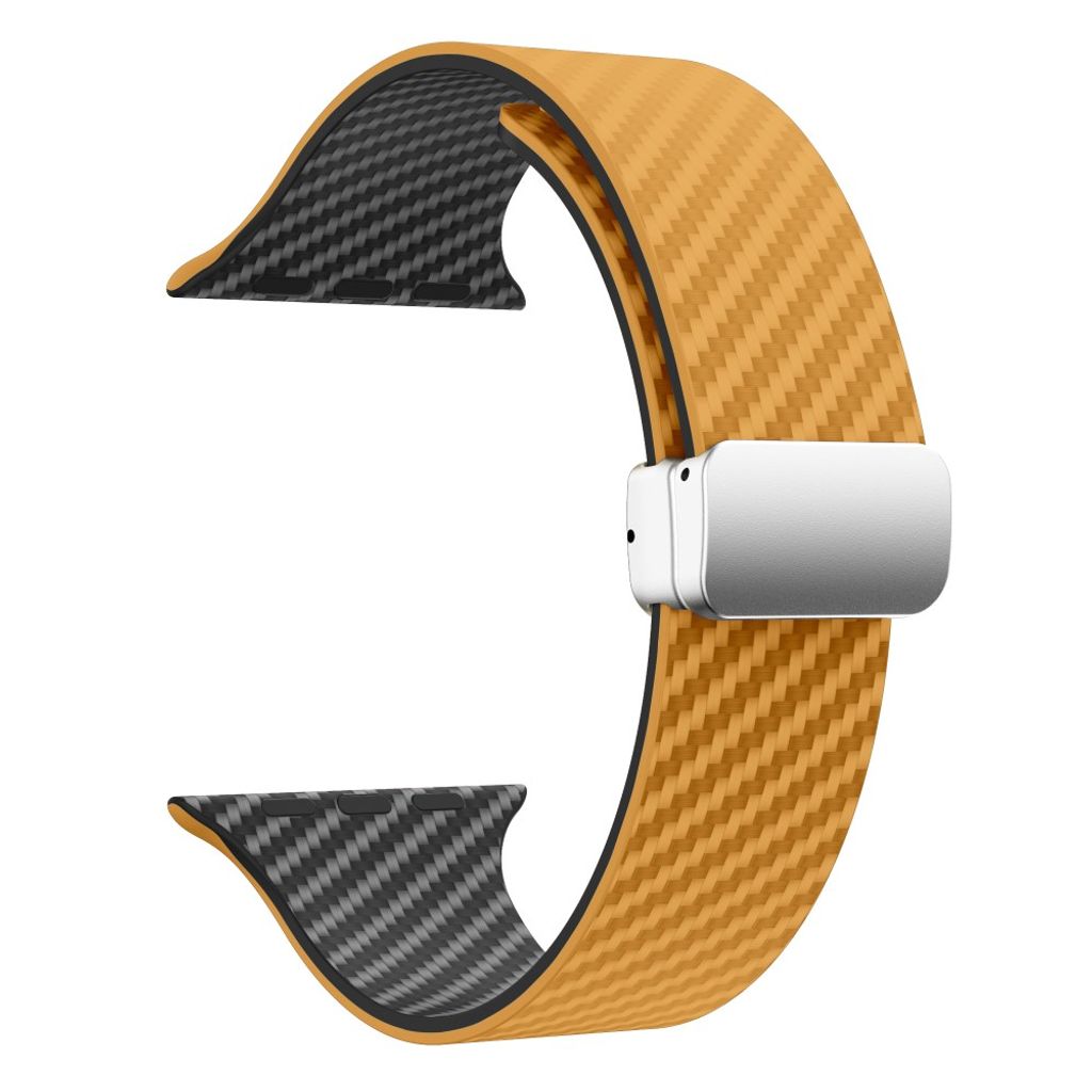 Apple Watch armband 42/44/45/46/49 mm, magnetlås, ljusbrun/svart, silverlås, bild 3