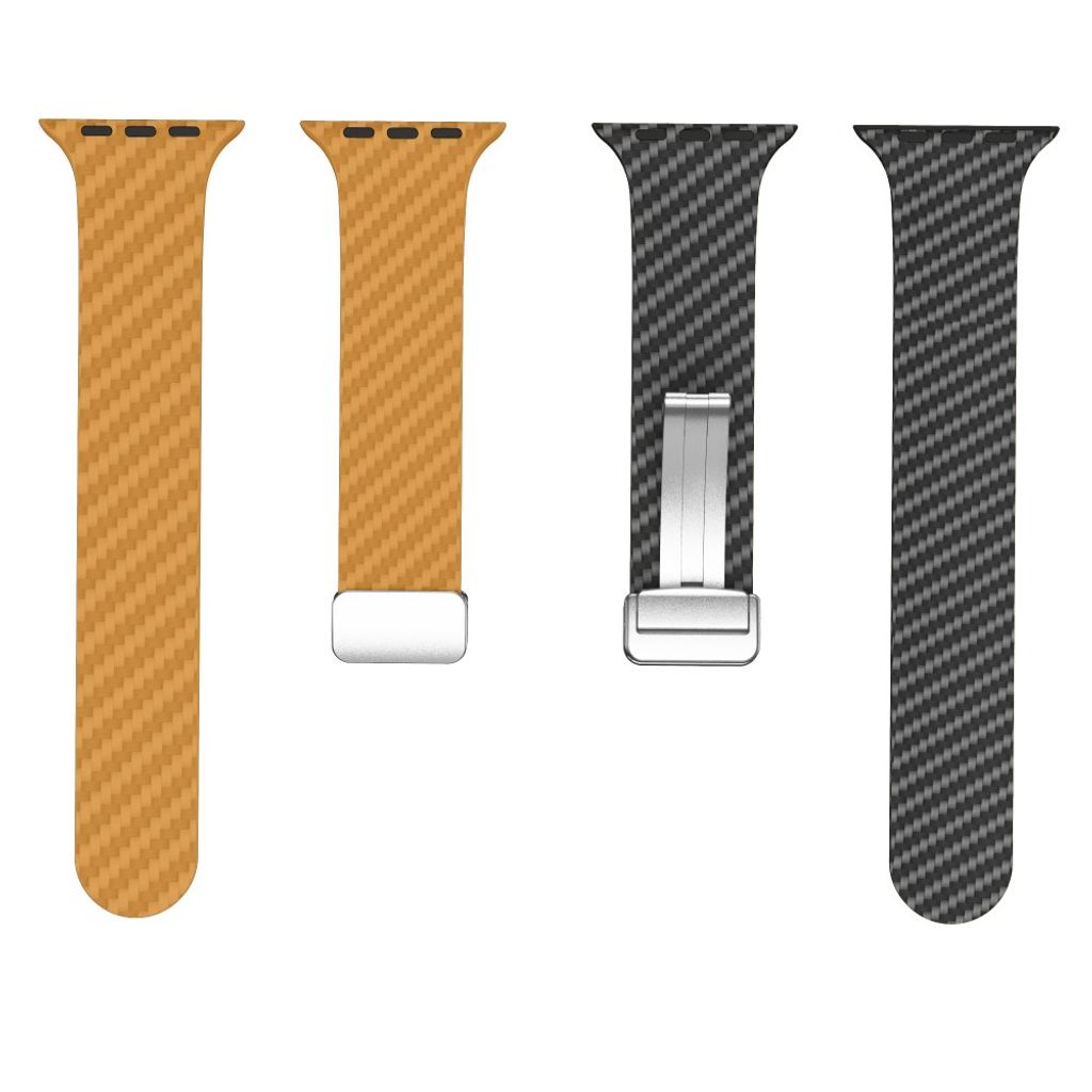 Apple Watch armband 42/44/45/46/49 mm, magnetlås, ljusbrun/svart, silverlås, bild 5