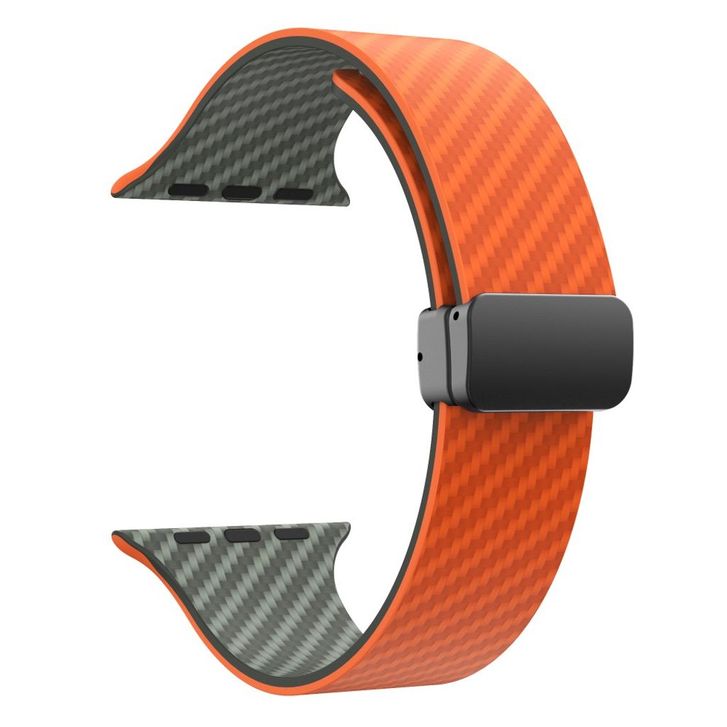 Apple Watch armband 42/44/45/46/49 mm, magnetlås, orange/grön, svart lås, bild 3