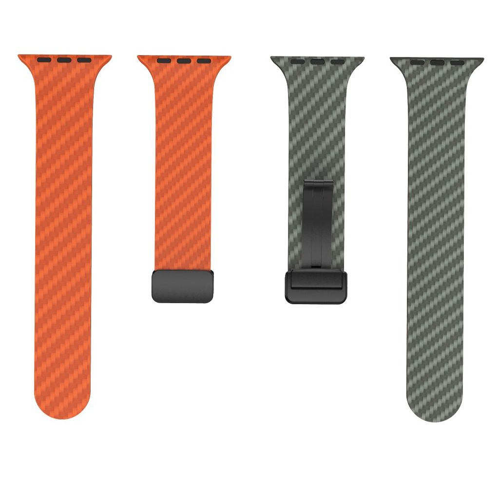 Apple Watch armband 42/44/45/46/49 mm, magnetlås, orange/grön, svart lås, bild 5