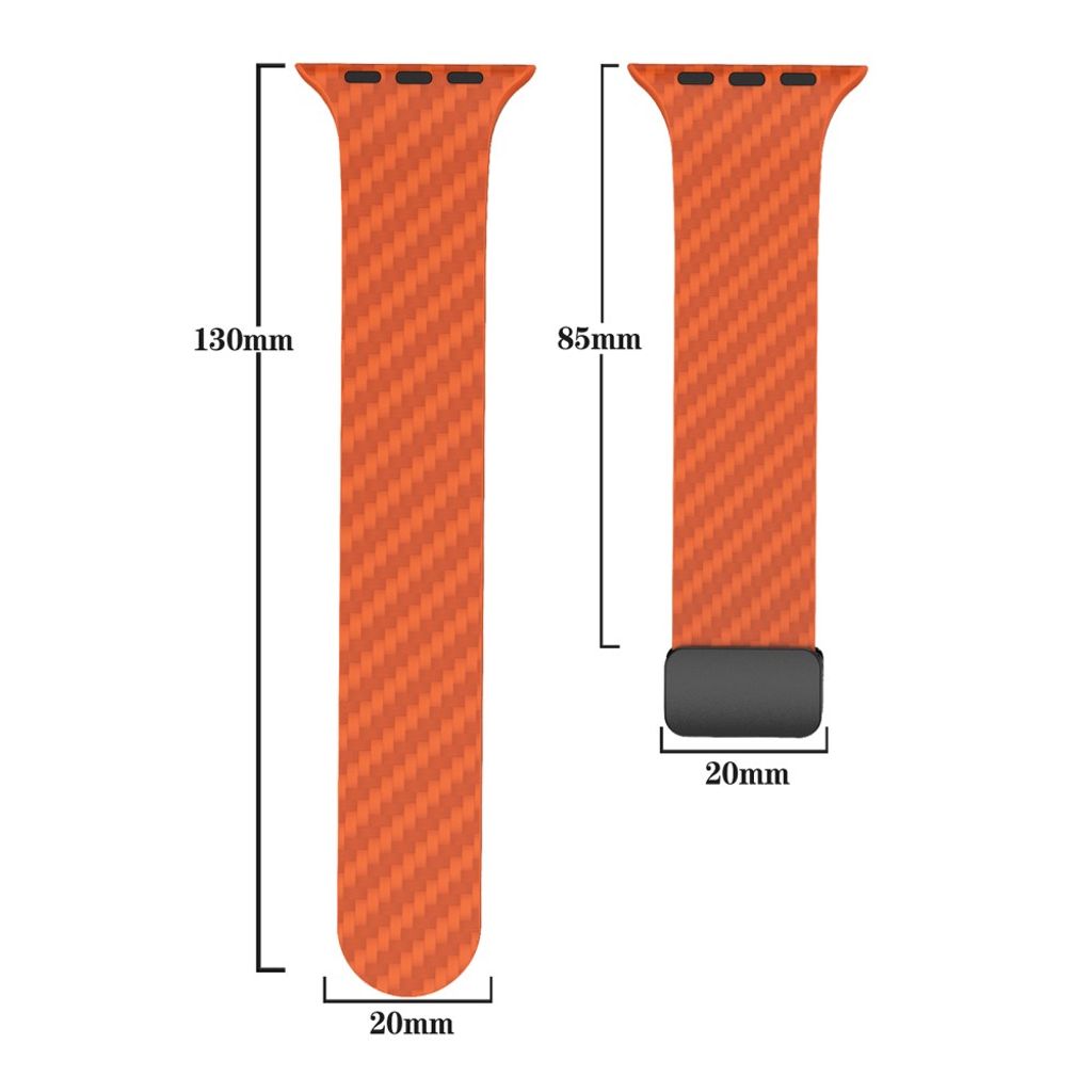 Apple Watch armband 42/44/45/46/49 mm, magnetlås, orange/grön, svart lås, bild 7