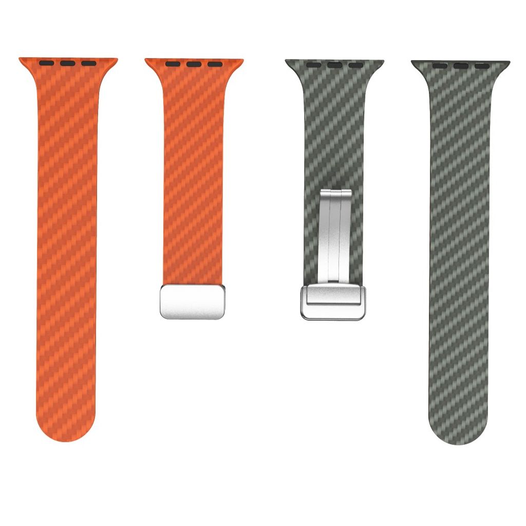 Apple Watch armband 42/44/45/46/49 mm, magnetlås, orange/grön, silverlås, bild 5