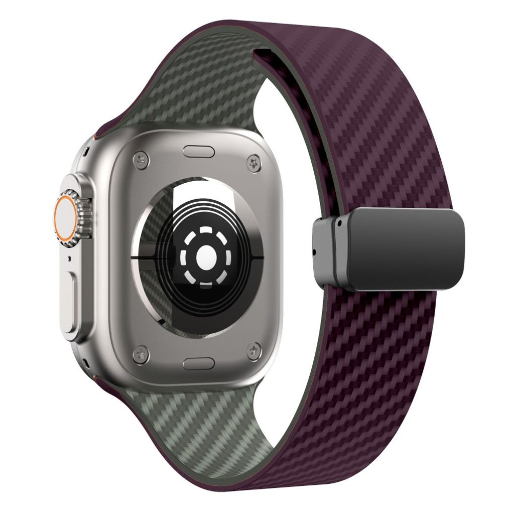 Apple Watch armband 42/44/45/46/49 mm, magnetlås, lila/grå, svart lås