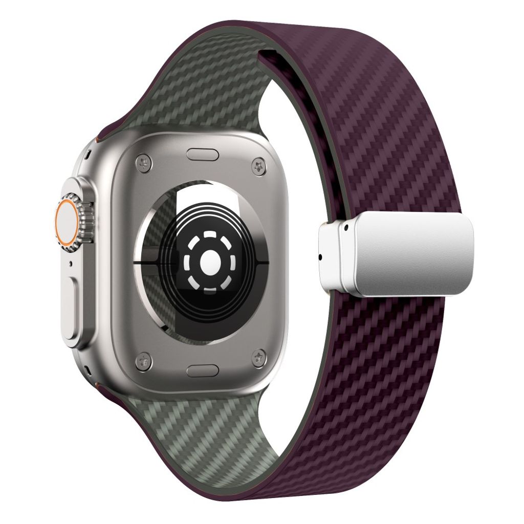 Apple Watch armband 42/44/45/46/49 mm, magnetlås, lila/grå, silverlås