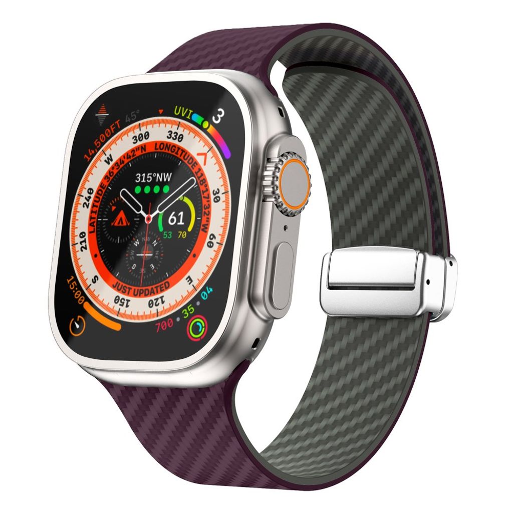 Apple Watch armband 42/44/45/46/49 mm, magnetlås, lila/grå, silverlås, bild 2