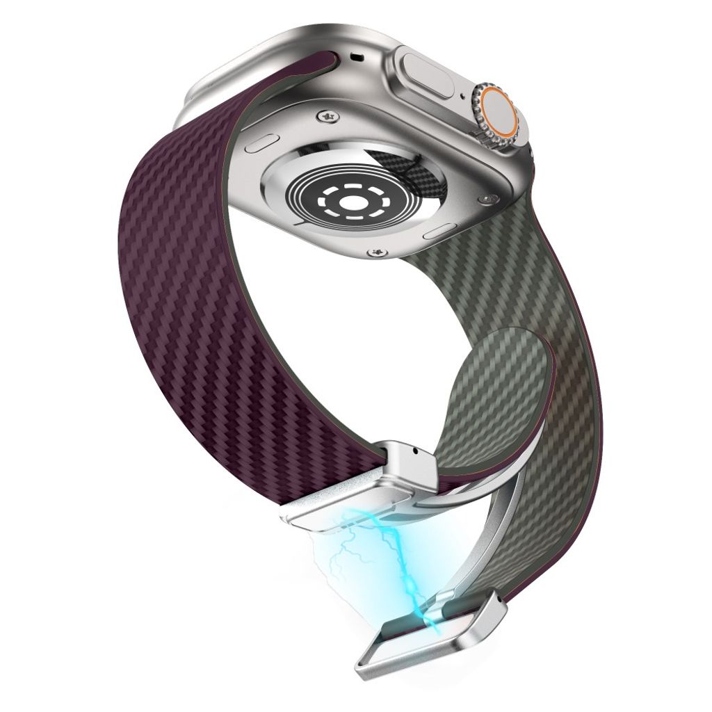Apple Watch armband 42/44/45/46/49 mm, magnetlås, lila/grå, silverlås, bild 4