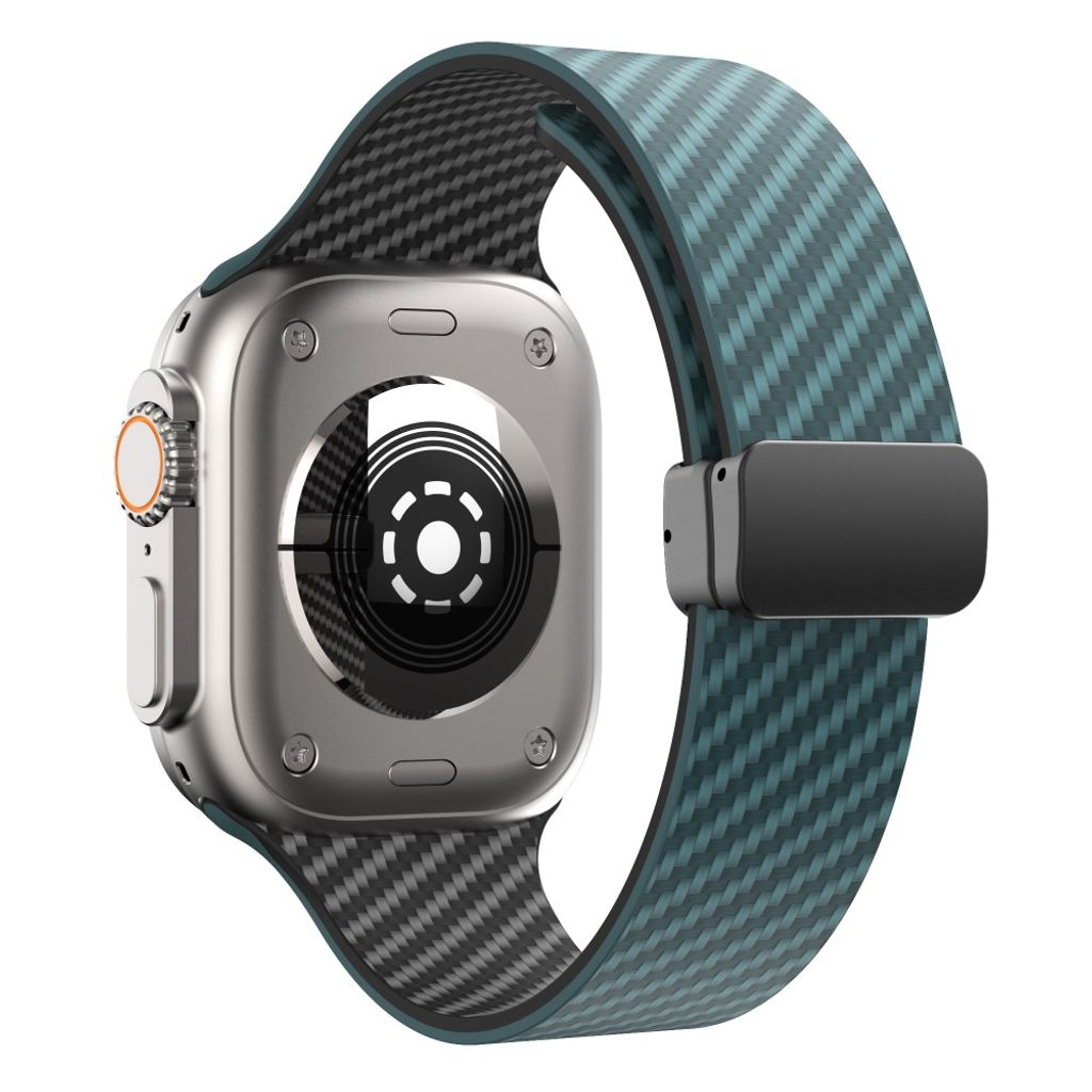 Apple Watch armband 42/44/45/46/49 mm, magnetlås, turkos/svart, svart lås