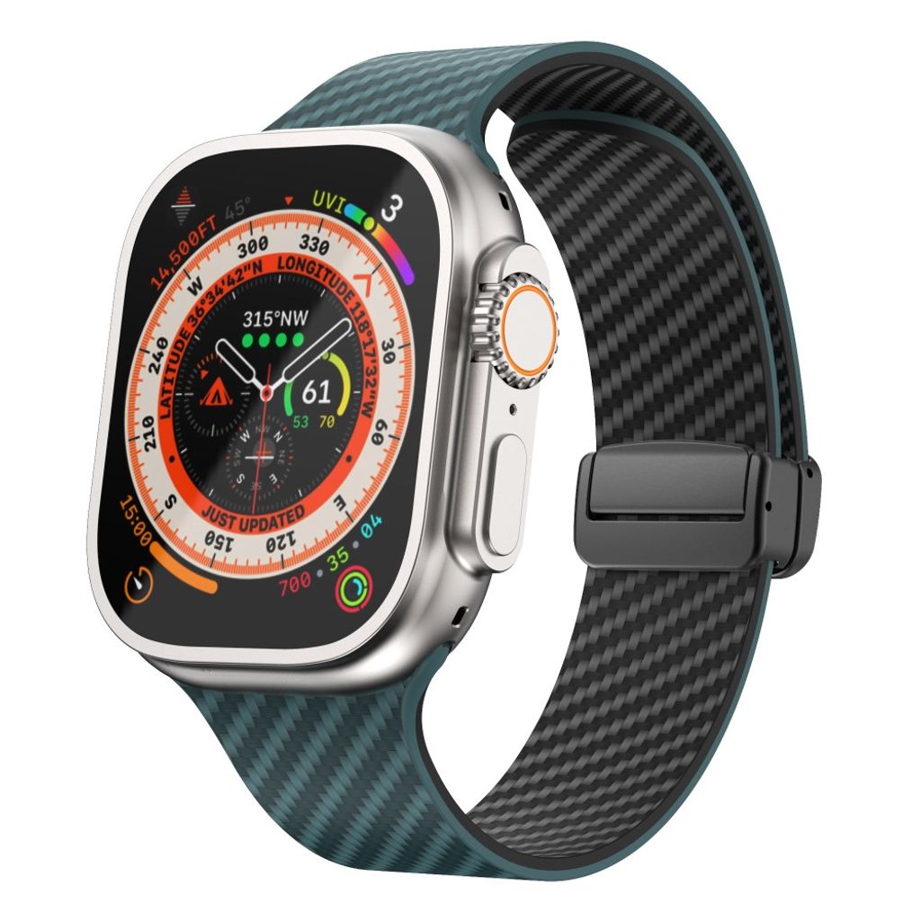 Apple Watch armband 42/44/45/46/49 mm, magnetlås, turkos/svart, svart lås, bild 2
