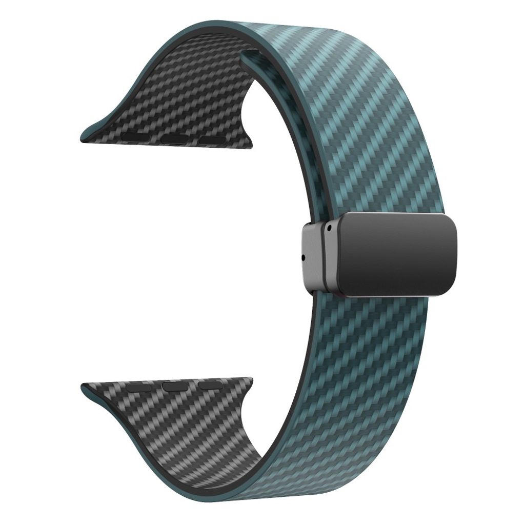 Apple Watch armband 42/44/45/46/49 mm, magnetlås, turkos/svart, svart lås, bild 3