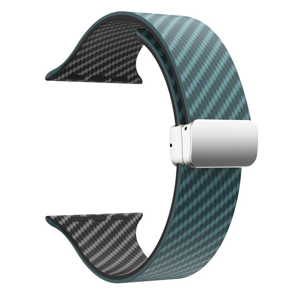 Apple Watch armband 42/44/45/46/49 mm, magnetlås, turkos/svart, silverlås, bild 3