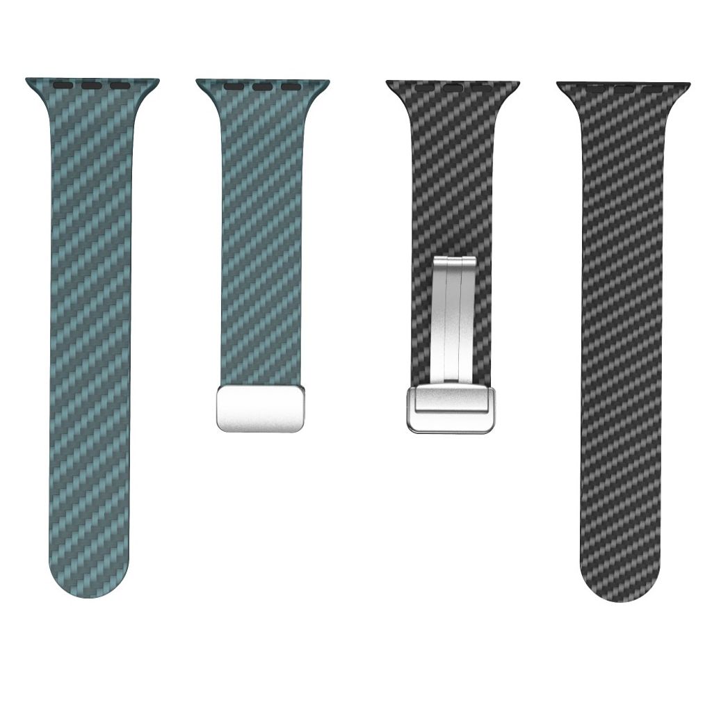Apple Watch armband 42/44/45/46/49 mm, magnetlås, turkos/svart, silverlås, bild 5