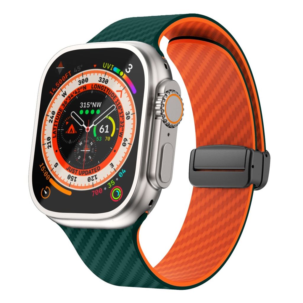 Apple Watch armband 42/44/45/46/49 mm, magnetlås, turkos/orange, svart lås, bild 2