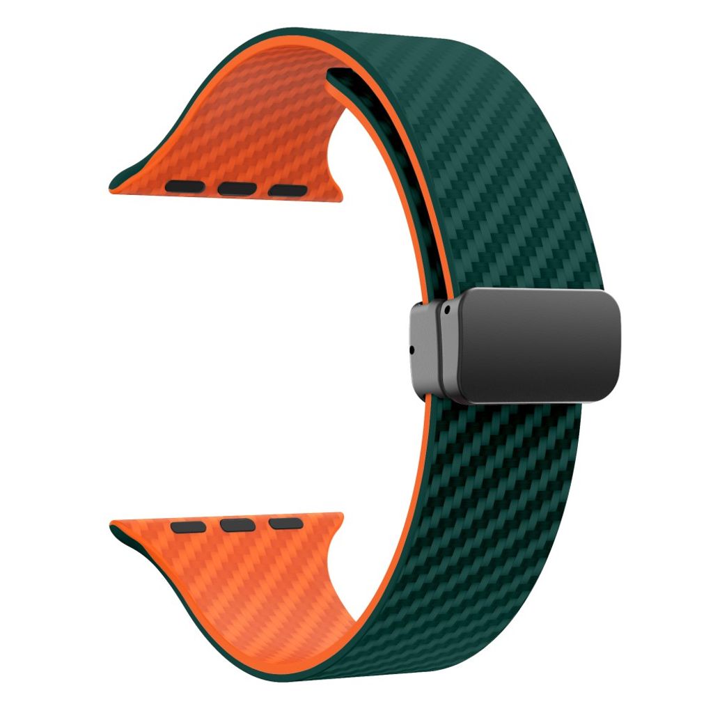 Apple Watch armband 42/44/45/46/49 mm, magnetlås, turkos/orange, svart lås, bild 3