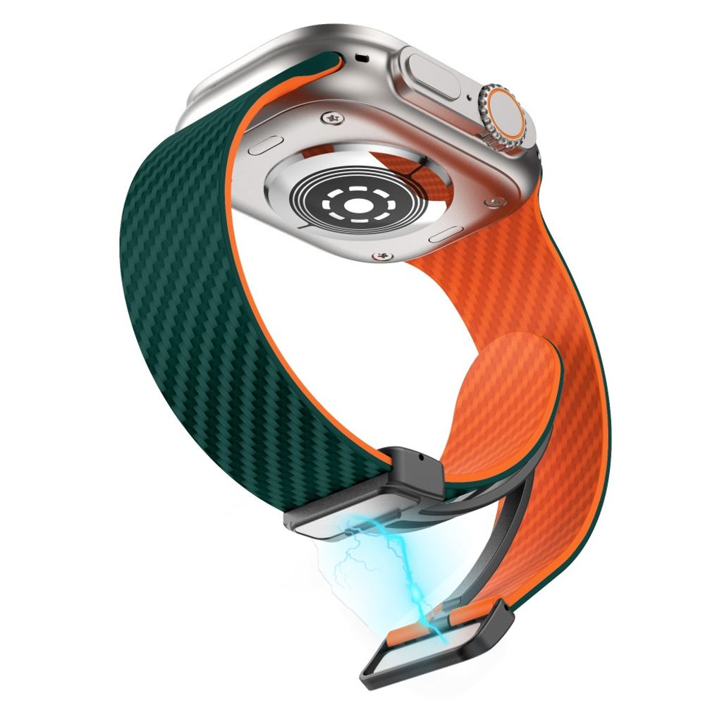 Apple Watch armband 42/44/45/46/49 mm, magnetlås, turkos/orange, svart lås, bild 4