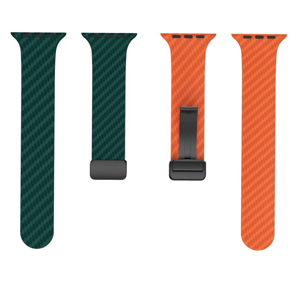 Apple Watch armband 42/44/45/46/49 mm, magnetlås, turkos/orange, svart lås, bild 5
