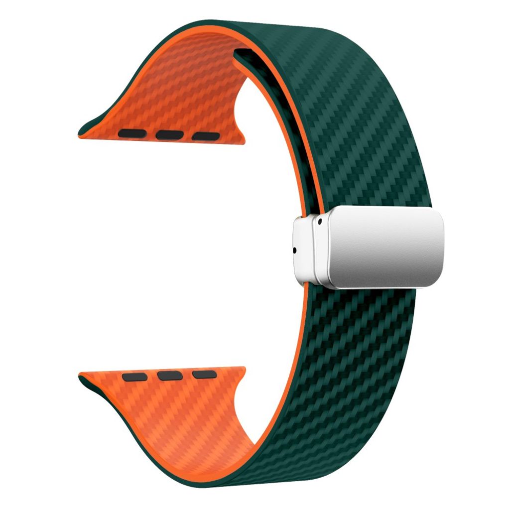 Apple Watch armband 42/44/45/46/49 mm, magnetlås, turkos/orange, silverlås, bild 3