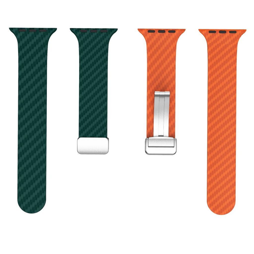 Apple Watch armband 42/44/45/46/49 mm, magnetlås, turkos/orange, silverlås, bild 5