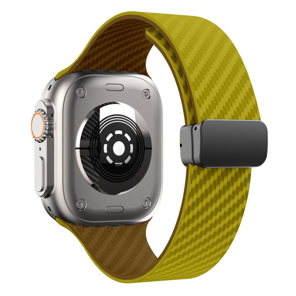 Apple Watch armband 42/44/45/46/49 mm, magnetlås, gul/brun, svart lås
