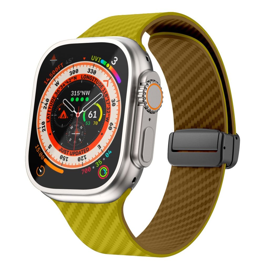 Apple Watch armband 42/44/45/46/49 mm, magnetlås, gul/brun, svart lås, bild 2