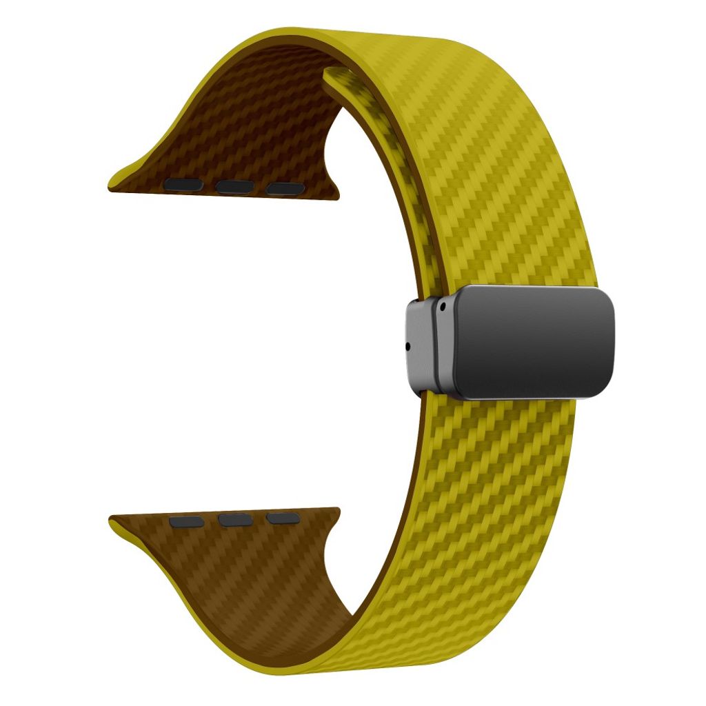 Apple Watch armband 42/44/45/46/49 mm, magnetlås, gul/brun, svart lås, bild 3