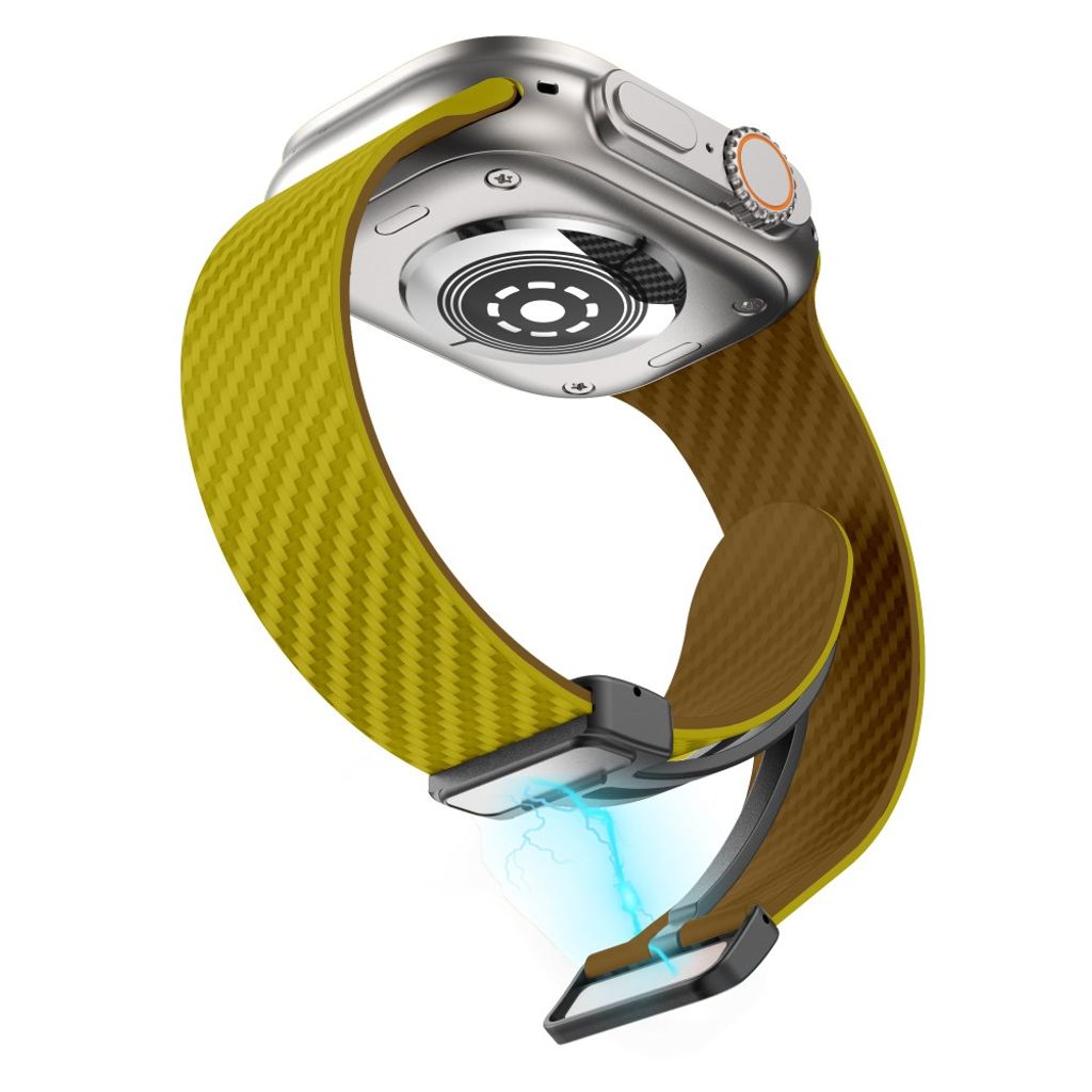 Apple Watch armband 42/44/45/46/49 mm, magnetlås, gul/brun, svart lås, bild 4