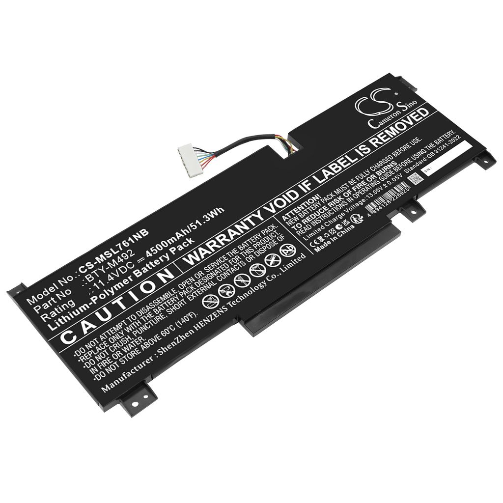Batteri till MSI Bravo 15 B5DD, 11,4 V, 4500 mAh, 51,3 Wh