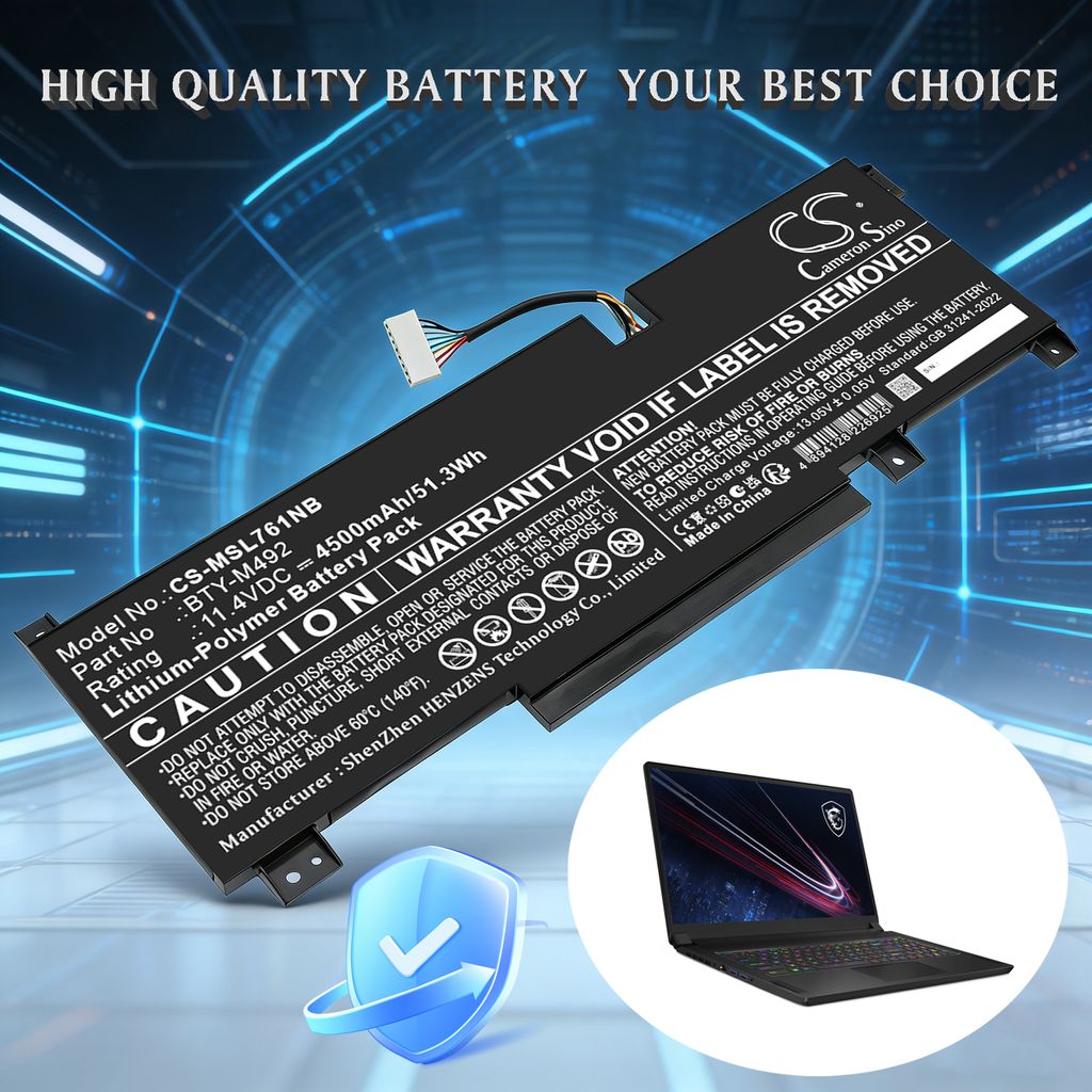 Batteri till MSI Bravo 15 B5DD, 11,4 V, 4500 mAh, 51,3 Wh, bild 8