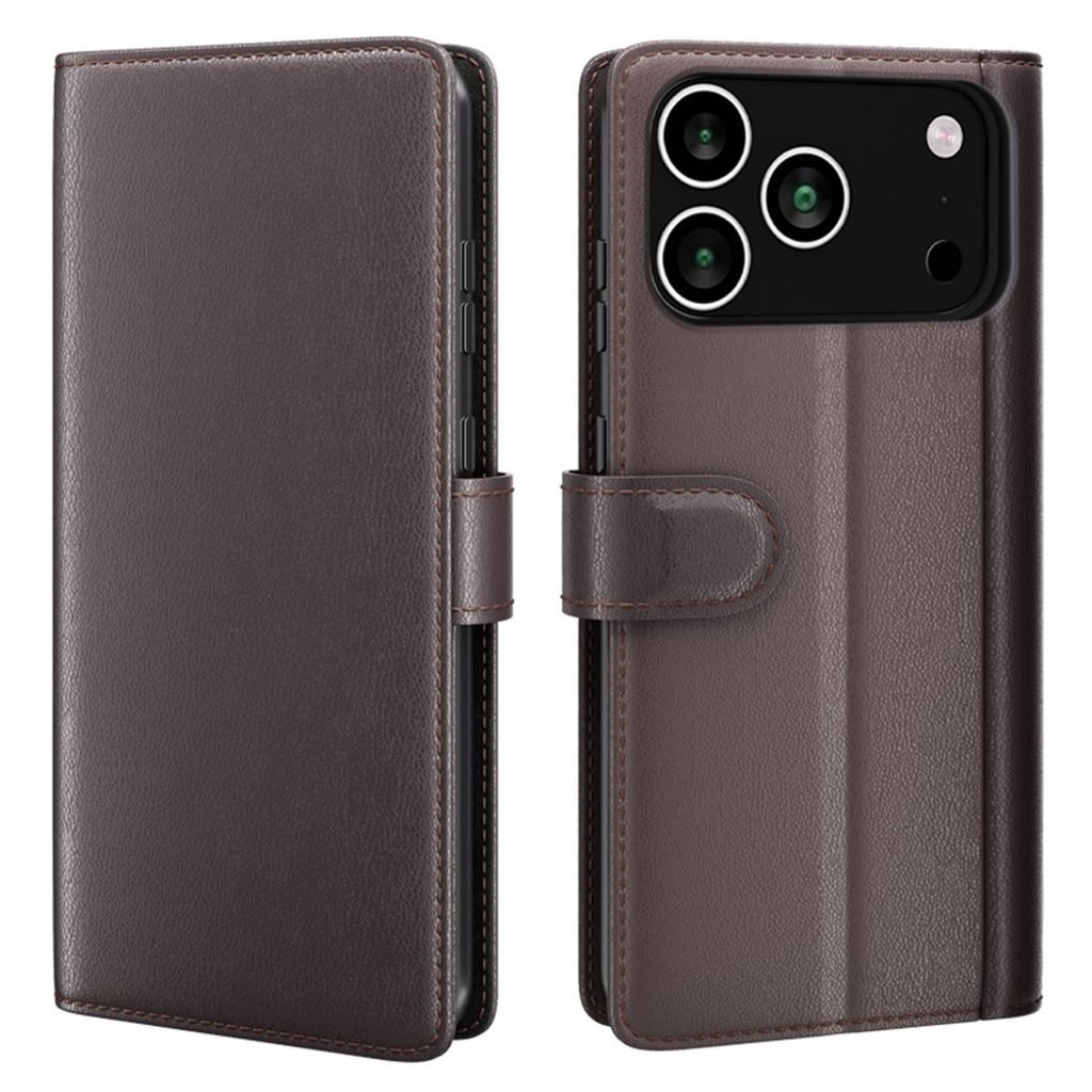 iPhone 18 Pro Max/17 Pro Max plånboksfodral i läder, brun
