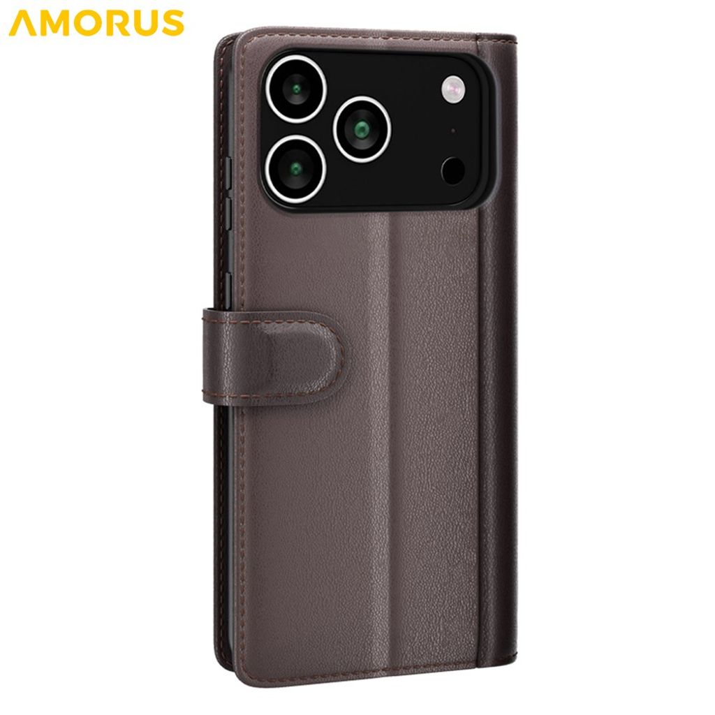 iPhone 18 Pro Max/17 Pro Max plånboksfodral i läder, brun, bild 7