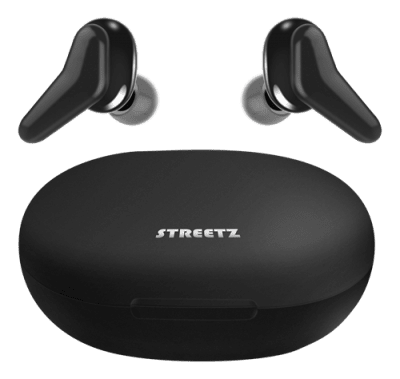 STREETZ Trådlösa in-ear hörlurar med laddningsetui, TWS, BT 5 - Svart