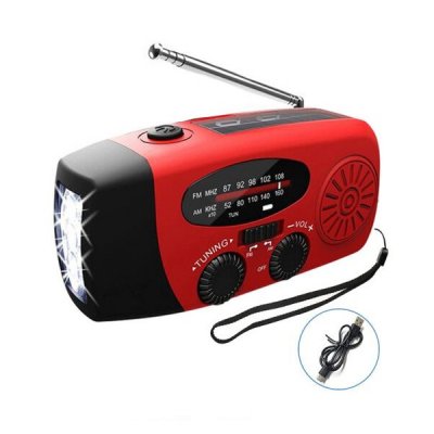 Vevradio med Solceller och Dynamo – Röd, bild 2