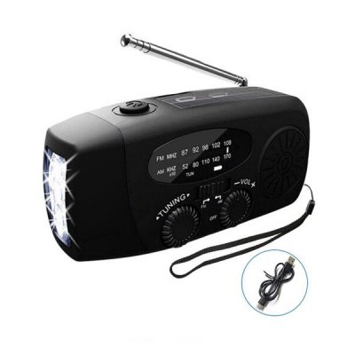 Vevradio med Solceller och Dynamo – Svart, bild 3