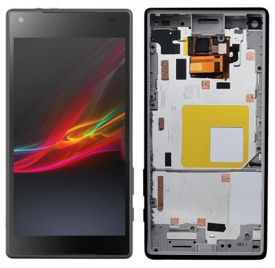 Sony Xperia Z5 Compact Skärm med LCD Display med ram - Svart